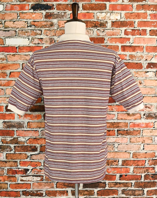 Vintage 90s Burgundy & Grey Striped VENTURE COLLECTION Short Sleeve Zip Polo