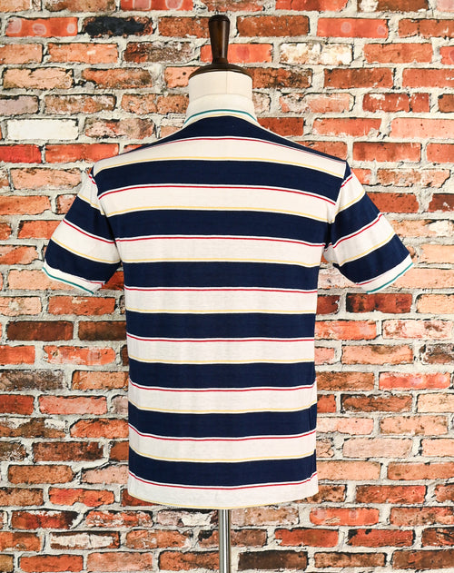 Vintage 90s Blue & White Striped SCRUBS By LORD JEFF Short Sleeve Polo - M
