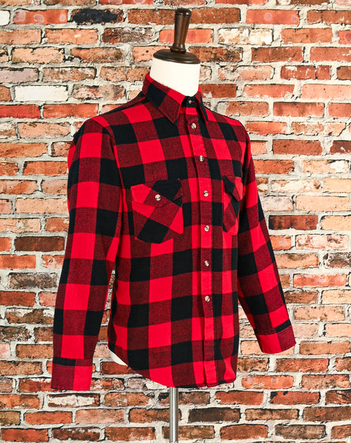 Vintage 90s Red & Black Checkered SEARS Perma-Prest Sportswear Flannel Shirt - M