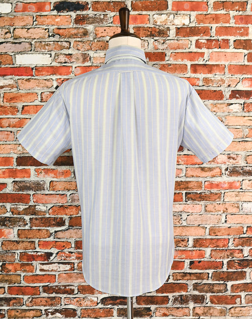 Vintage 90's Blue & Teal Striped MERVYN'S Short Sleeve Button Down Shirt - 16-L-16-1/2
