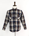 Vintage 90s Brown/Blue/Grey Tartan Plaid WINDBREAKER Insulated Flannel Shirt - M