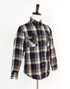 Vintage 90s Brown/Blue/Grey Tartan Plaid WINDBREAKER Insulated Flannel Shirt - M
