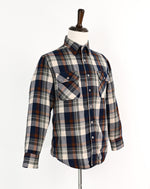 Vintage 90s Brown/Blue/Grey Tartan Plaid WINDBREAKER Insulated Flannel Shirt - M