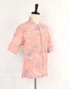 Vintage 80's Pink & Gray Floral SURF GEAR Hawaiian Shirt - XL