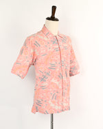 Vintage 80's Pink & Gray Floral SURF GEAR Hawaiian Shirt - XL