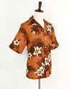 Men's Vintage 70s Hukilau Fashions Brown Floral Hawaiian Shirt - XL