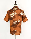 Men's Vintage 70s Hukilau Fashions Brown Floral Hawaiian Shirt - XL