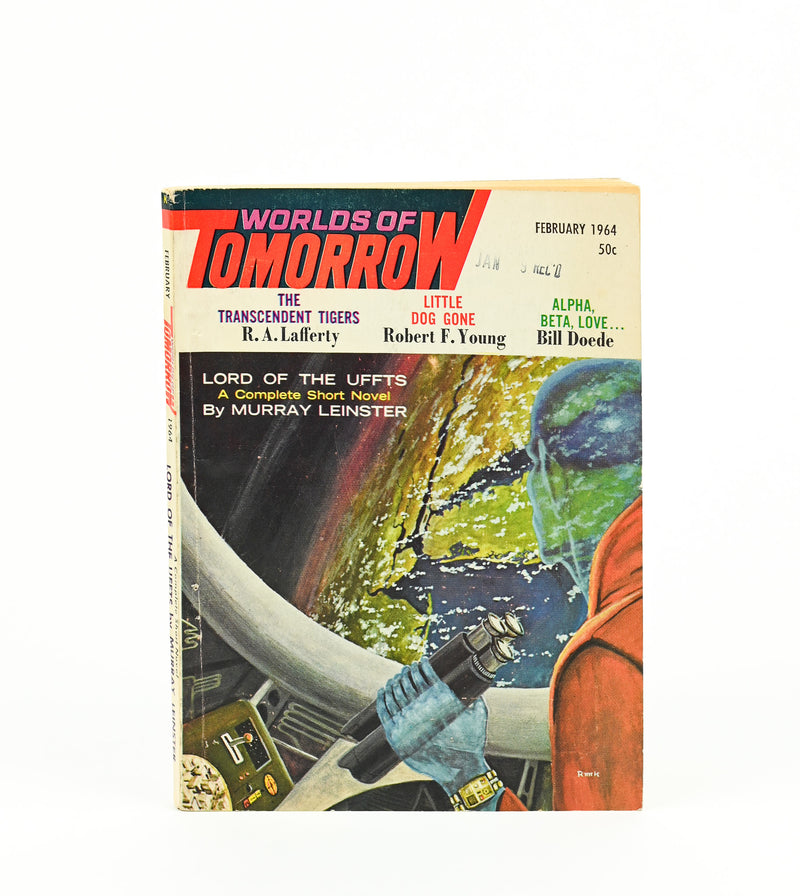 Feb. 1964 Edition - WORLDS OF TOMORROW: LORDS OF THE UFFTS - Murray Leinster - Paperback Magazine