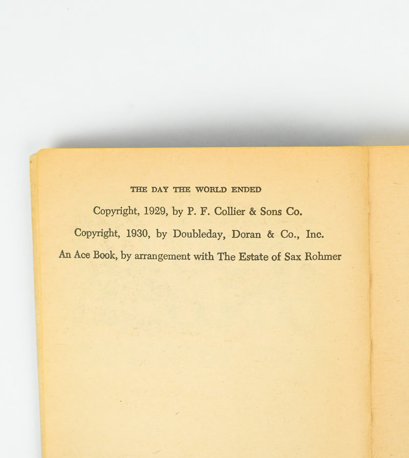 1930 Edition - THE DAY THE WORLD ENDED - Sax Rohmer - Paperback Book