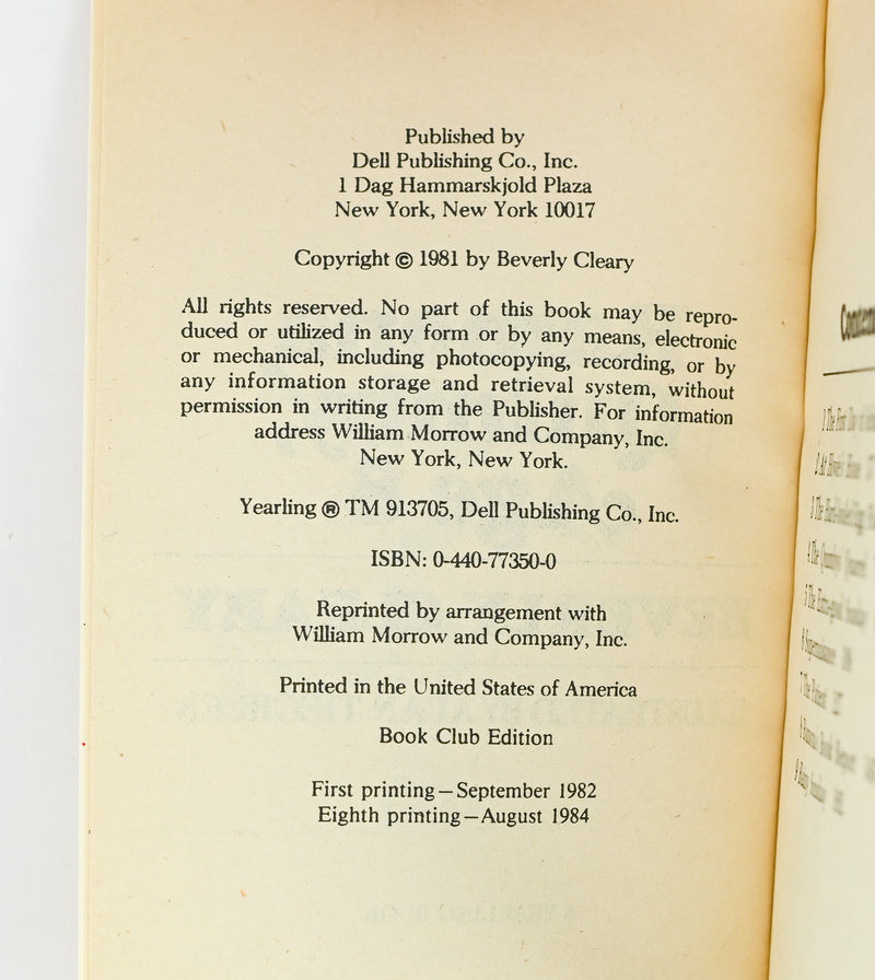 1984 Book Club Edition - RAMONA QUIMBY, AGE 8 - Beverly Cleary - Paperback Book