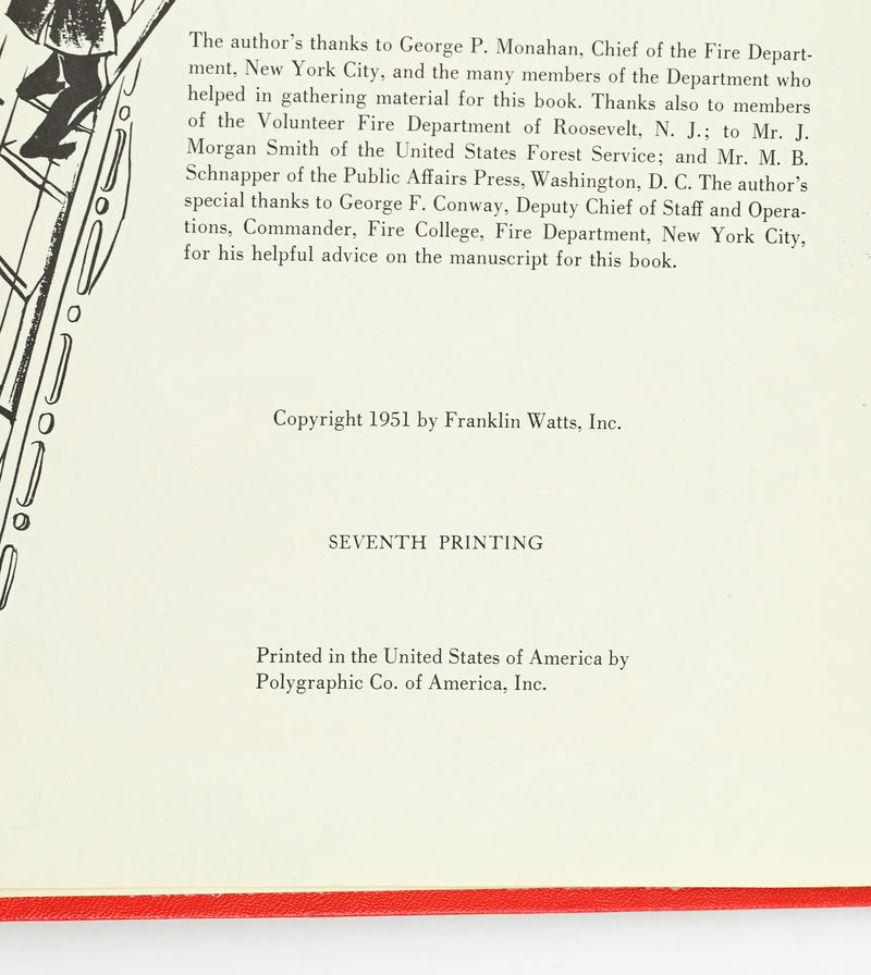 1951 7th Printing - THE FIRST BOOK OF FIREMEN - Benjamin Brewster - Franklin Watts Hardback Book