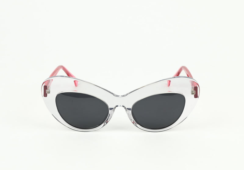 NIB - LUX DE VILLE - Clear Crystal w/ Pink Acetate Frame w/ Dark Lens - AVA Sunglasses