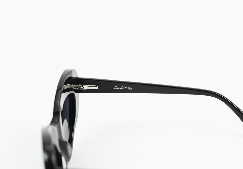 NIB - LUX DE VILLE - Black Acetate Frame w/ Dark Lens - AVA Sunglasses