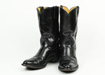 Vintage Black JUSTIN Leather Roper Cowboy Boots - 8-1/2 D