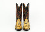 Vintage Black & Yellow FERRINI ITALIA Python Skin Leather Cowboy Boots - 6 B