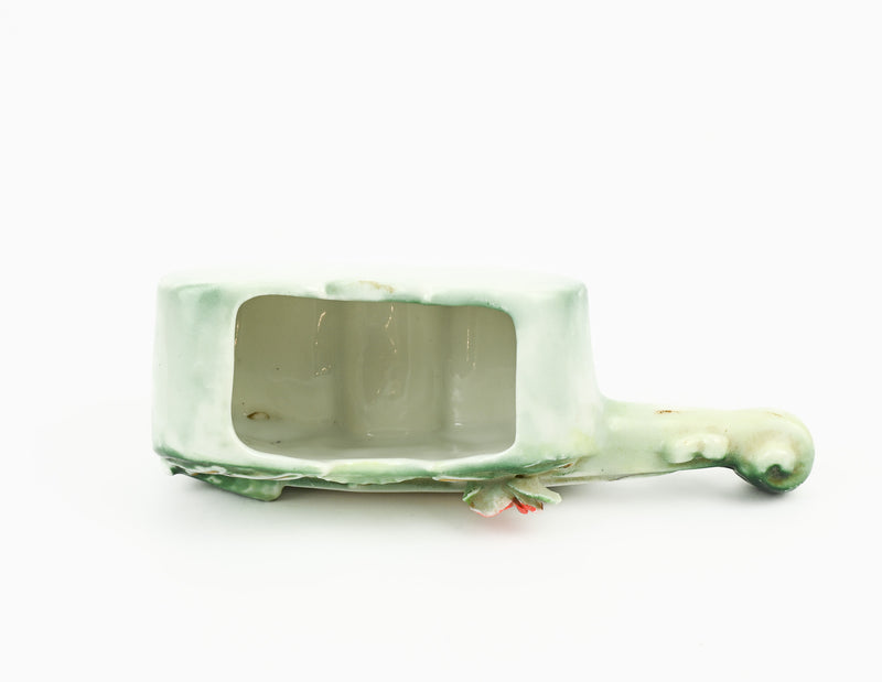 Vintage 50s/60s Green & White Ceramic Indoor Stand Up Bass Guitar Planter