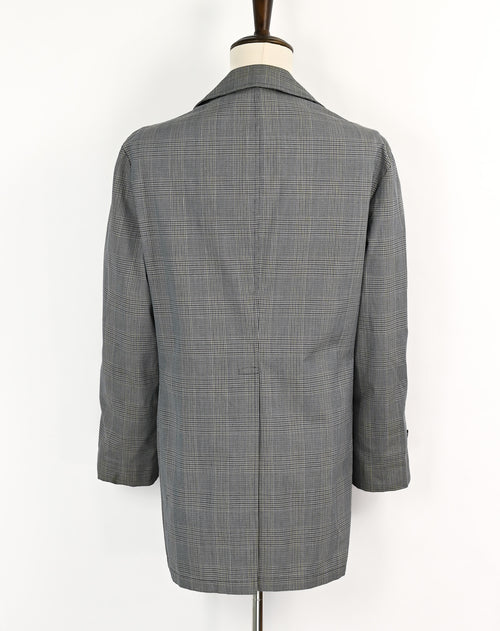Vintage 60s Blue Grey Plaid TOWNCRAFT PLUS Trench Coat - 40