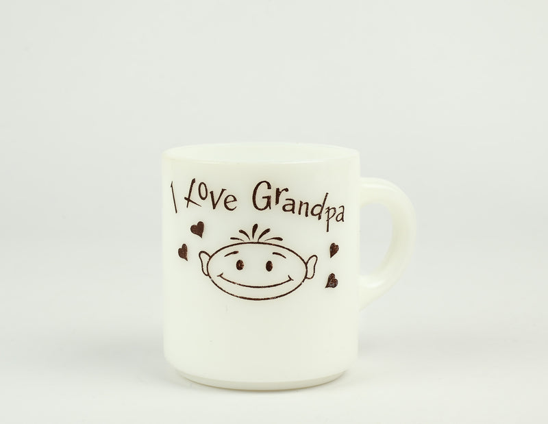 Vintage White "I LOVE GRANDPA" Coffee Milk Glass Mug