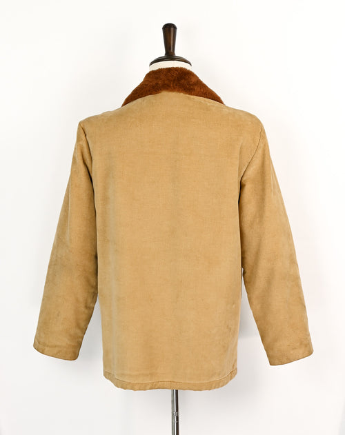 Vintage 70s Tan Suede & Brown Faux Fur TOWNCRAFT JCPENNY Lined Snap Button Coat - M