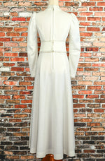 Vintage 70s White Long Sleeve Prairie Wedding Maxi Dress