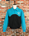 Vintage 90s Blue & Black WEST ARK Polyester Snap Button Bomber Jacket - XL