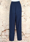 Vintage 80s Dark Blue BEND OVER Polyester Dress Pants - 14 AVG.