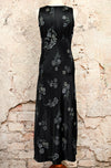 Vintage 90s Black Floral ALL THAT JAZZ Empire Waist Maxi Dress - 7/8