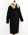 Vintage 50s/60s Black UNBRANDED Wool Dress Coat w/ Fur Collar