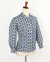 Vintage 60s Blue Geometric UNBRANDED Long Sleeve Shirt Jacket