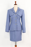 Vintage 80s/90s Periwinkle Wool GRUPPO AMERICANO Skirt Suit Set - 8