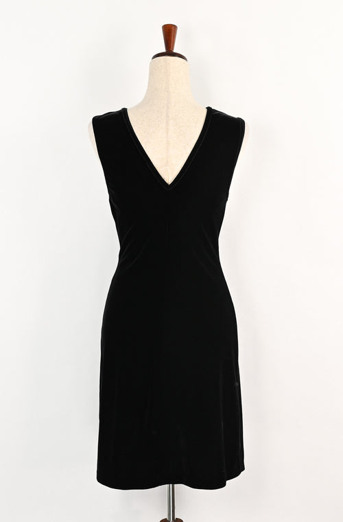 Vintage 90s Black Velvet MARIAN & MARAL Sleeveless Mini Dress - L