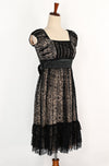 Vintage 2000s Beige & Black Lace JODY CALIFORNIA Dress - 5/6
