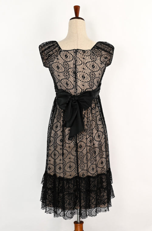 Vintage 2000s Beige & Black Lace JODY CALIFORNIA Dress - 5/6