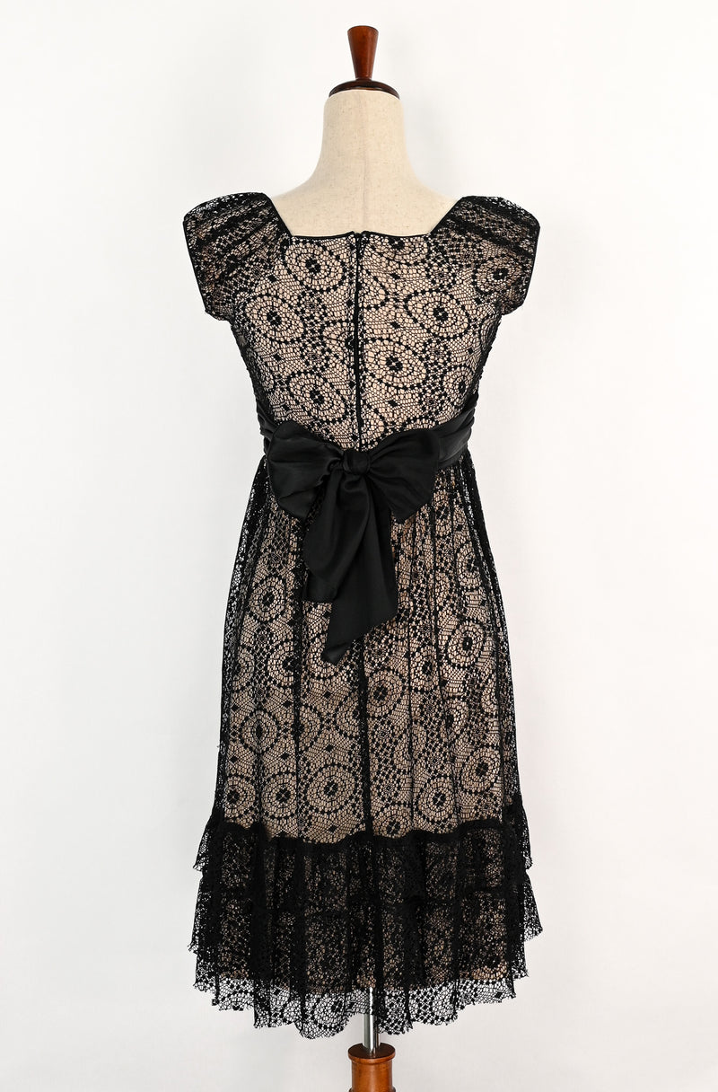blue dress for baby girl Vintage 2000s Beige & Black Lace JODY CALIFORNIA Dress