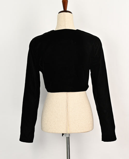 Vintage Y2K Black Velvet JESSICA MCCLINTOCK Cropped Bolero Jacket - M