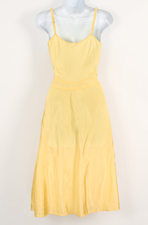 Vintage 40s Yellow Celanese Taffeta THE SNIP-IT SLIP Full Slip Dress - 32