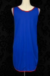 Vintage Royal Blue and Red Embroidered Lips Nylon Nightgown - LG