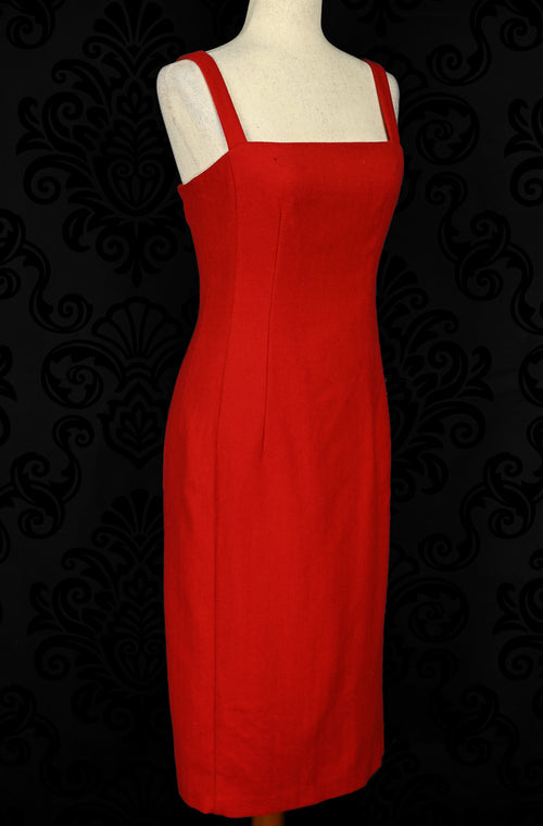 Vintage Red Wool J. CREW Sleeveless Midi Sheath Dress - 6