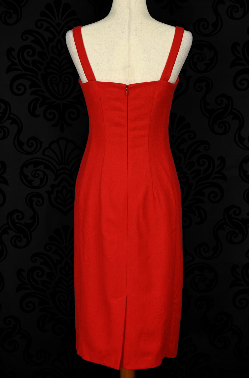 Vintage Red Wool J. CREW Sleeveless Midi Sheath Dress - 6