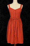 Burnt Red Orange Polka-dot COLLECTIF Swing Dress w/ Matching Belt - L