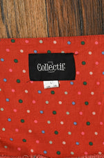 Burnt Red Orange Polka-dot COLLECTIF Swing Dress w/ Matching Belt - L