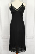 Vintage 50s/60s Black MOVIE STAR Nylon Nightgown Slip Dress - 34