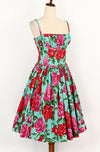 EXTREMELEY RARE Turquoise & Rose BERNIE DEXTER Paris Sleeveless Swing Dress - 1X