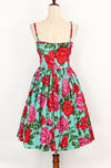 EXTREMELEY RARE Turquoise & Rose BERNIE DEXTER Paris Sleeveless Swing Dress - 1X