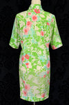 Vintage 60s Green & Pink Floral SEARS "The Comfort coat" Snap Button House Coat Dress