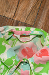 Vintage 60s Green & Pink Floral SEARS "The Comfort coat" Snap Button House Coat Dress