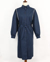 DEADSTOCK 80s/90s Dark Blue IRVING POSLUNS For NINO Button Up Trench Coat - 6