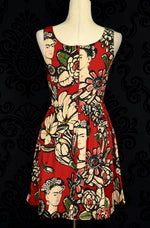 Red Floral RETROLICIOUS "Frida Kahlo" Swing Dress - S