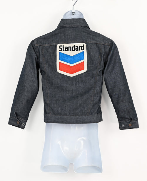 Vintage 70s Dark Wash LEVI'S Denim Snap Button Jacket w/ "L" and Chevron Patch