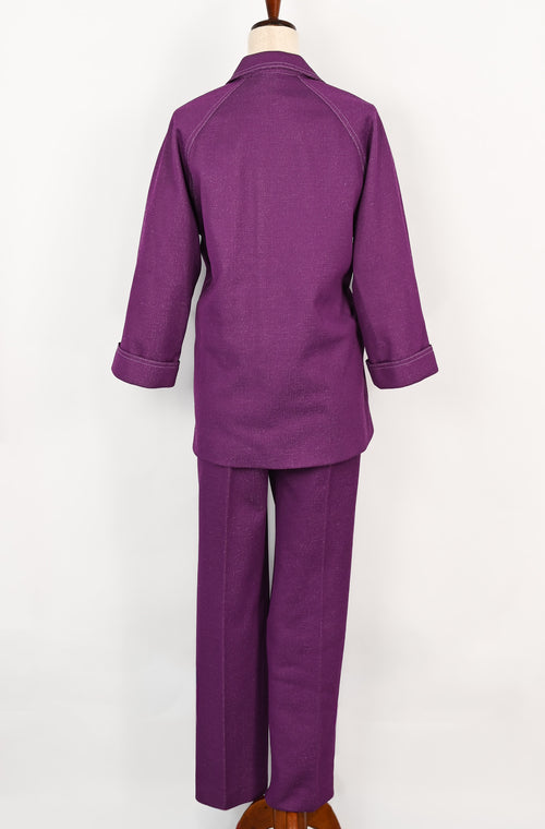 Vintage 80s Purple Polyester GRAFF CALIFORNIAWEAR 2 pc Pant Suit - 18